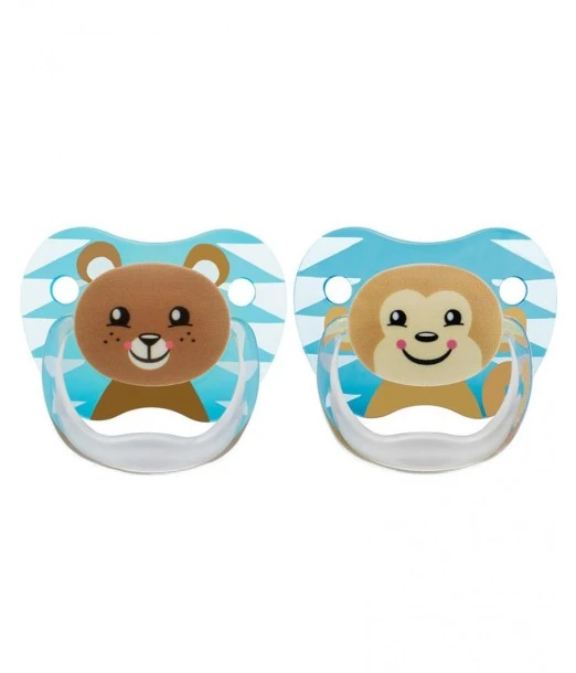 Dr Brown’s pacifier 6-18 months Bear & Monkey - boy pack of 2 2
