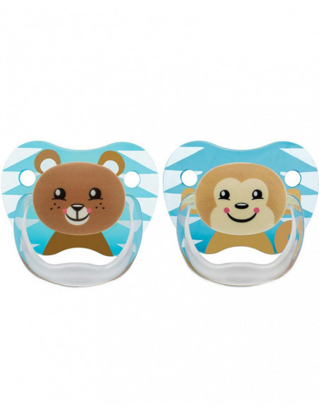 Dr. Brown’s Sucette 6-18m Bear & Monkey - Boy Lot de 2 Sucettes