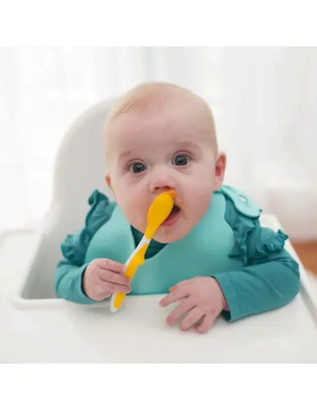 Dr Brown's 2 Cuillères à pointe souple Vert & Jaune 4m+