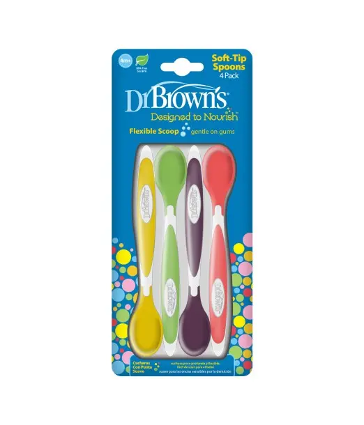Dr Brown's 4 Cuillères à pointe souple 4m+ Vaisselle bébé - Dr 2