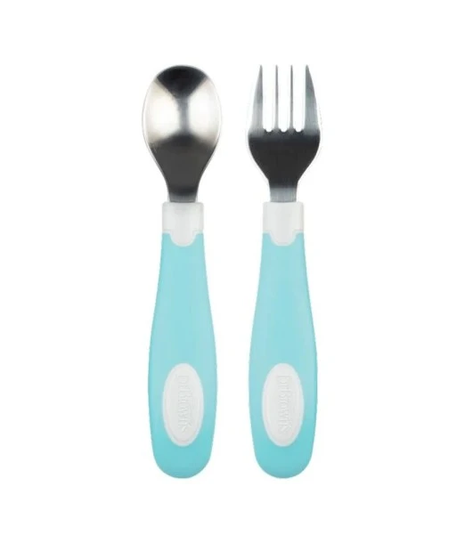 Dr Brown's stainless steel cutlery set, from 12 months, Blue