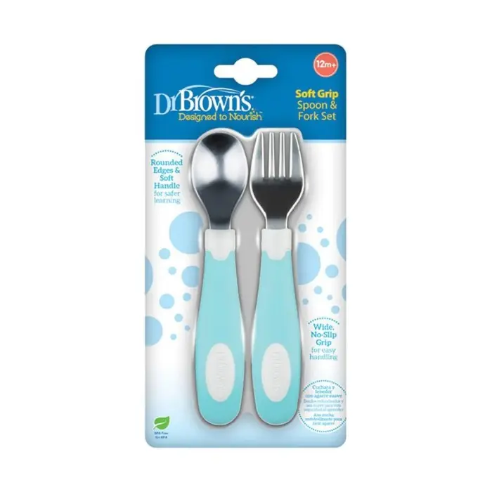 Dr Brown's Set couverts en inox 12m+ Bleu Vaisselle bébé - Dr