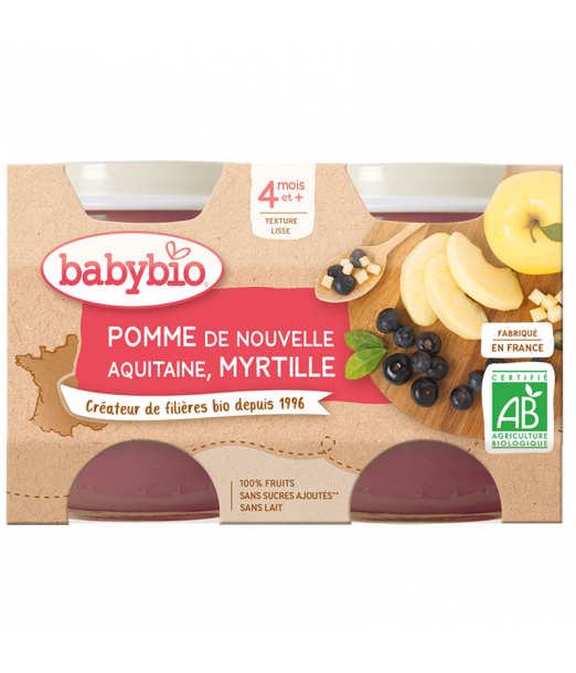Babybio Petit pot pomme myrtille (Dès 4mois) Céréales &
