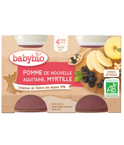 Babybio small jar apple blueberry (from 4 months)