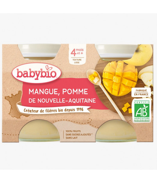 Babybio Petit pot pomme mangue (Dès 4mois) Céréales & Compotes 