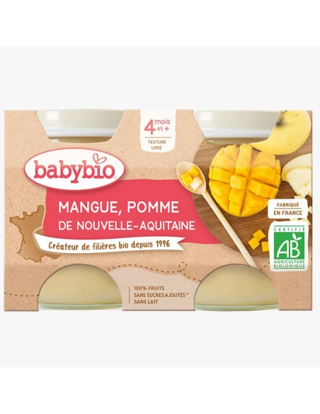 Babybio Petit pot pomme mangue (Dès 4mois) Céréales & Compotes 