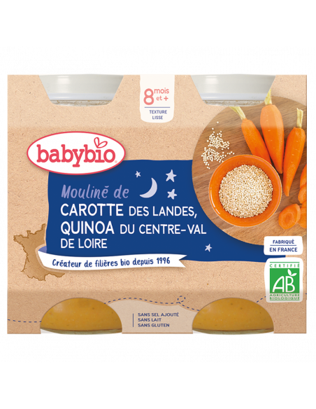 Babybio Carotte Quinoa 2x200g 8m+ Céréales & Compotes -
