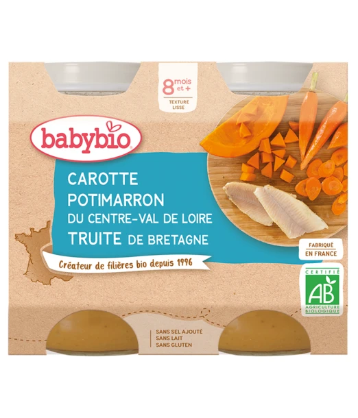 Babybio Carrot Pumpkin Trout 2 x 200 g 8m+