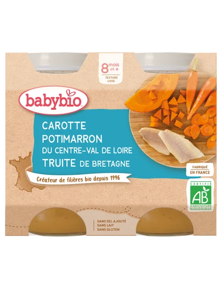 Babybio Carrot Pumpkin Trout 2 x 200 g 8m+