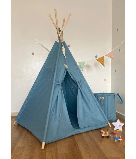 Minitribe Tipi tent with padded mat — Ocean Blue