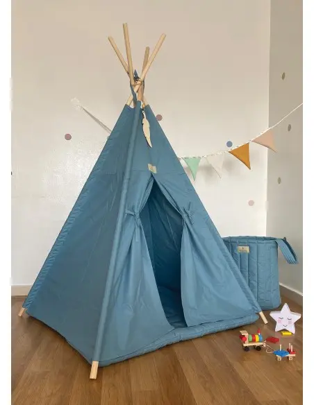 Minitribe Tipi tent with padded mat — Ocean Blue