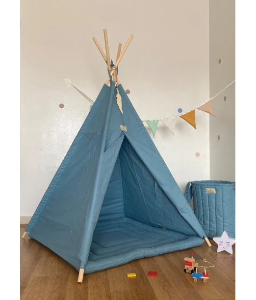 Minitribe Tipi tent with padded mat — Ocean Blue 2