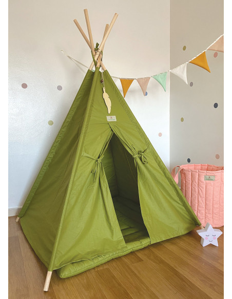 Minitribe Tente Tipi avec tapis matelassé – Vert dans Déco chambre bébé chez Baby And Mom Maroc