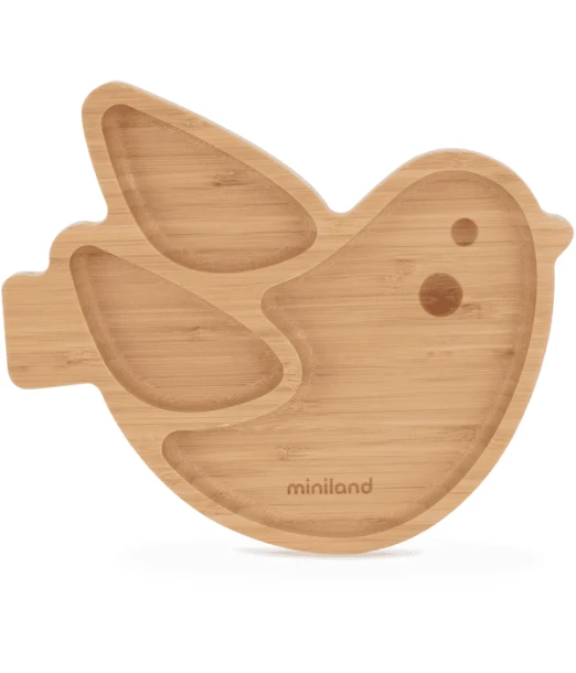 Miniland wooden plate with suction — Bird