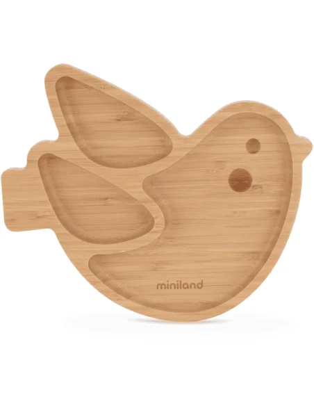 Miniland Assiette en boise avec ventouse Oiseau Vaisselle bébé 