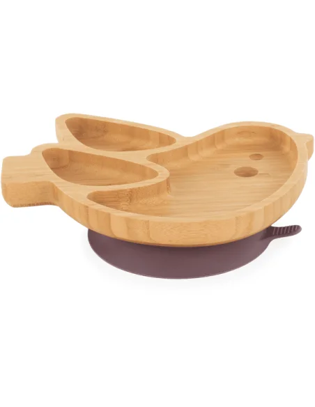 Miniland Assiette en boise avec ventouse Oiseau Vaisselle bébé 