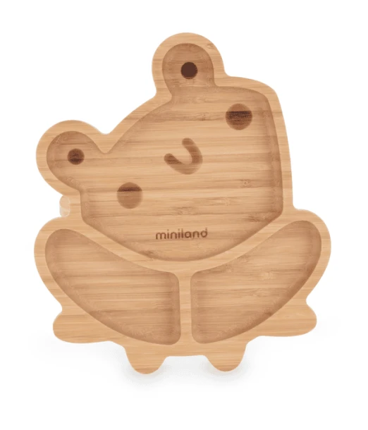 Miniland wooden plate with suction base Frog
