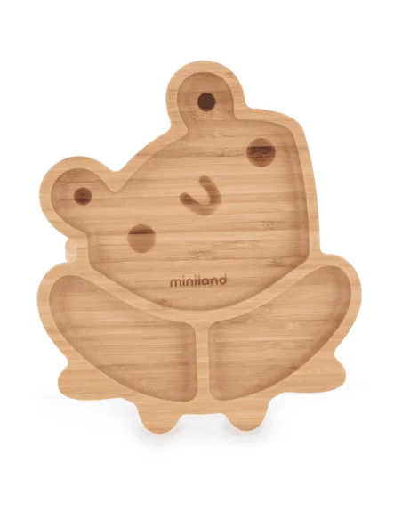 Miniland Assiette en boise avec ventouse Grenouille Vaisselle
