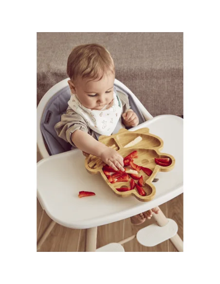 Miniland Assiette en boise avec ventouse Grenouille Vaisselle