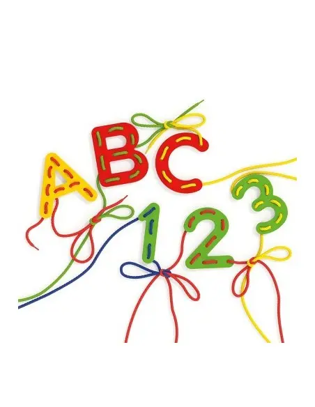 Quercetti Jeu de Lassage Lettres & Chiffres Montessori 3-7ans