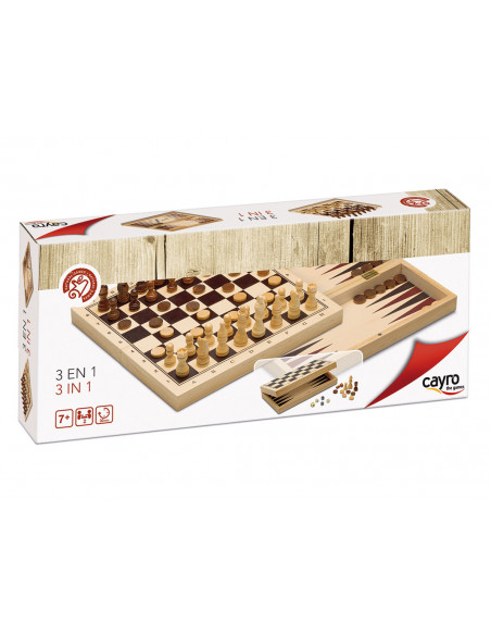 Cayro 3 Jeux En 1 En Bois 7ans+ Univers Enfant - Cayro the