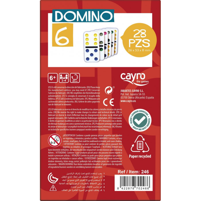 Cayro Domino Double 6 6ans+ Univers Enfant - Cayro the games
