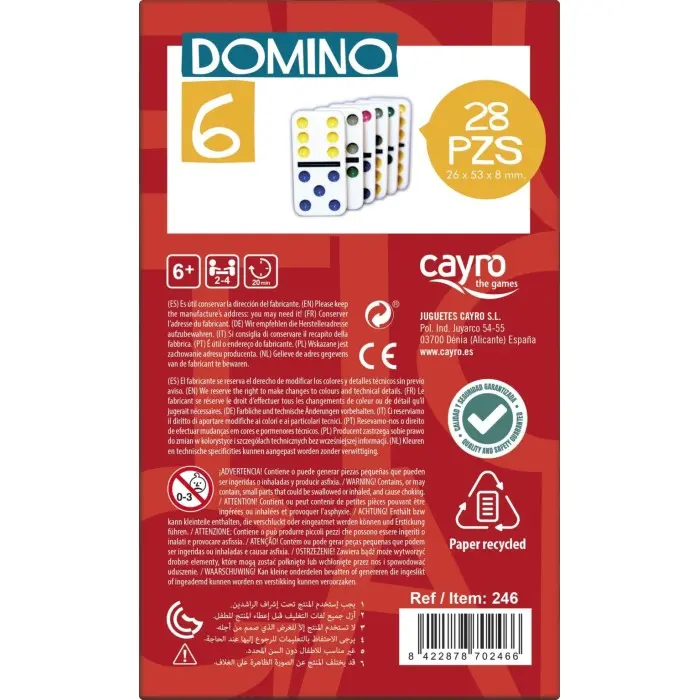 Cayro Domino Double 6 6ans+ Univers Enfant - Cayro the games