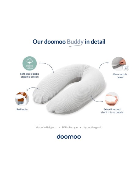 Doomoo Coussin de Grossesse et d'allaitement Buddy Silver Dots