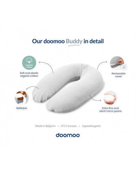 Doomoo Coussin de Grossesse et d'allaitement Buddy Gris Chiné dans Coussin d'allaitement chez Baby And Mom Maroc