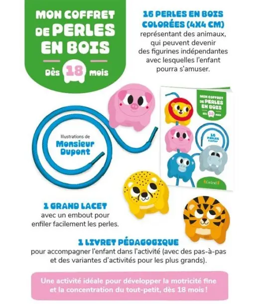 Mon coffret de perles en bois 18m + Livres & Activités - Maroc 2