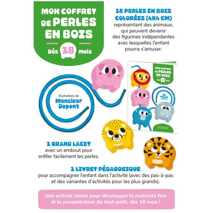 Mon coffret de perles en bois 18m + Livres & Activités - Maroc