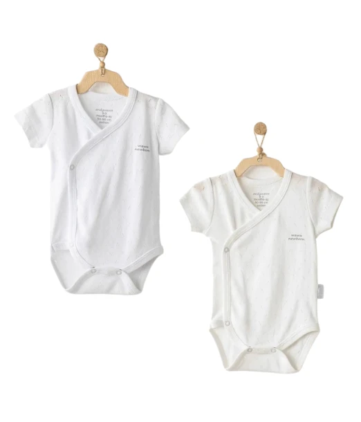 Pack of 2 short-sleeve bodysuits 100% cotton White / Off-white