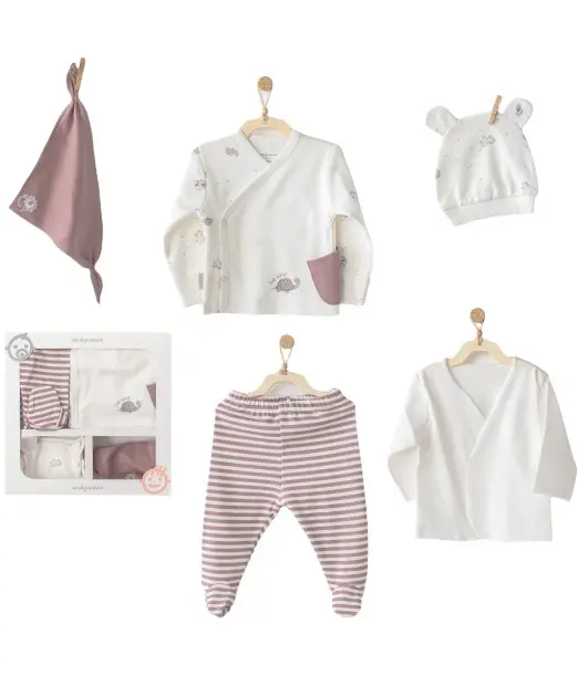 Coffret Naissance 100% Coton 5 Pièces Tortue Tenue de sortie 