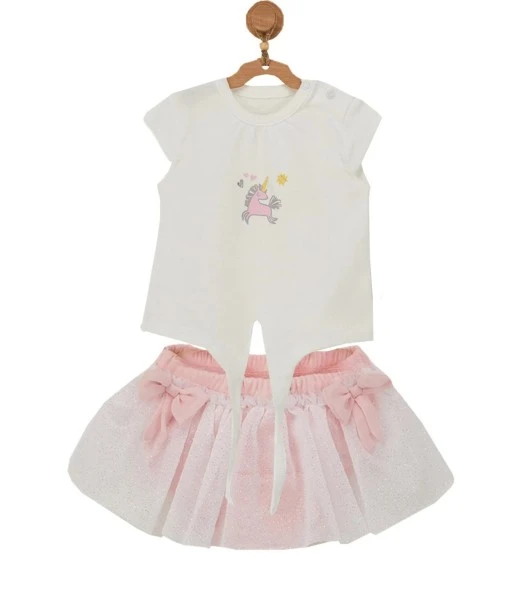 Smart 2-piece baby outfit 100% cotton — flamingo pink