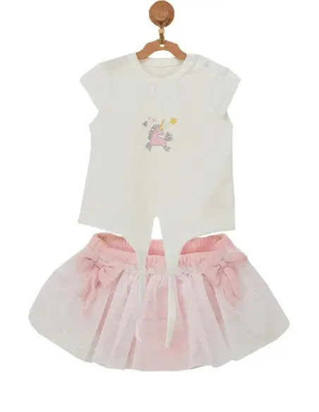 Smart 2-piece baby outfit 100% cotton — flamingo pink