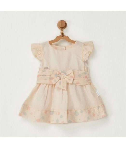 Baby dress pompom cream vanilla ecru