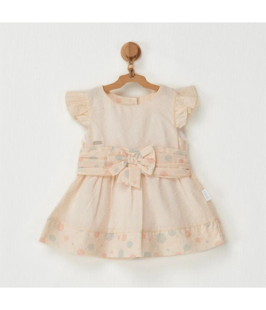Robe Bébé Pompon Crème Vanille Ecru Accueil - Maroc