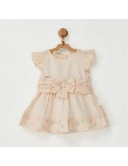 Baby dress pompom cream vanilla ecru