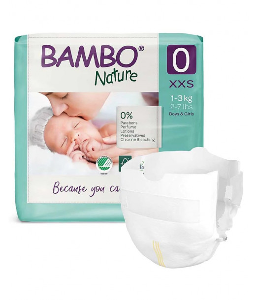 Couches Bambo Nature Taille 0 (1-3kg) 24 Unités au Maroc - Baby And Mom