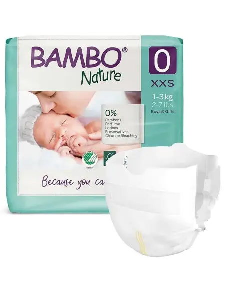 Couches Bambo Nature Taille 0 (1-3kg) 24 Unités Couches Bébé -
