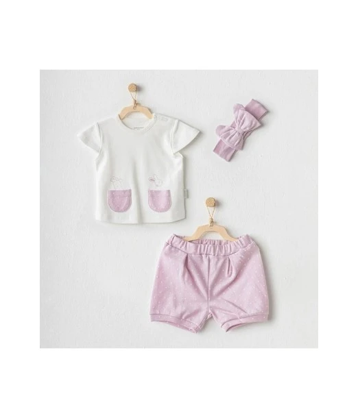 Baby outfit - Funny Bunny 3-piece set for baby girl 100% cotton