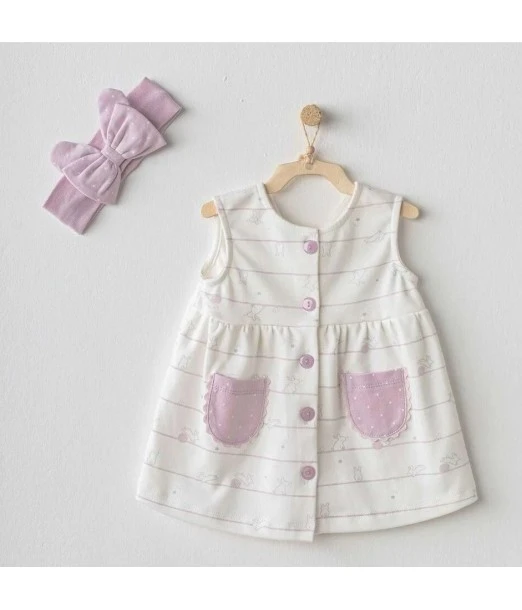 Funny Bunny baby dress with buttons 100% cotton