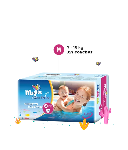 Couches de Piscine taille M – 4 (9-15kg) Magics Couches Bébé -