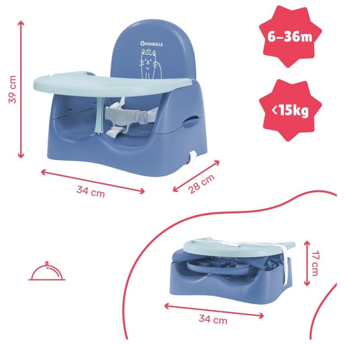 Badabulle Rehausseur de chaise Booster Seat 6 à 36 mois Chaise
