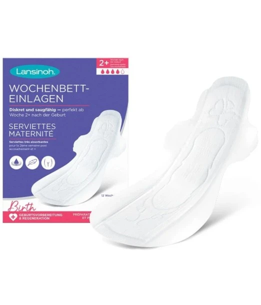 Lansinoh Extra-Absorbent Maternity Pads Size M 2+ weeks 12 units