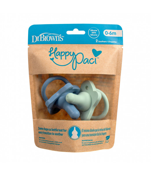 Dr Brown’s Sucette en silicone 0-6 mois HappyPaci Bleu & Vert 2