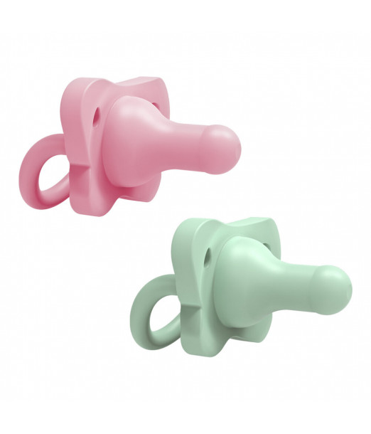 Dr Brown’s Sucette en silicone 0-6 mois HappyPaci Rose & Vert