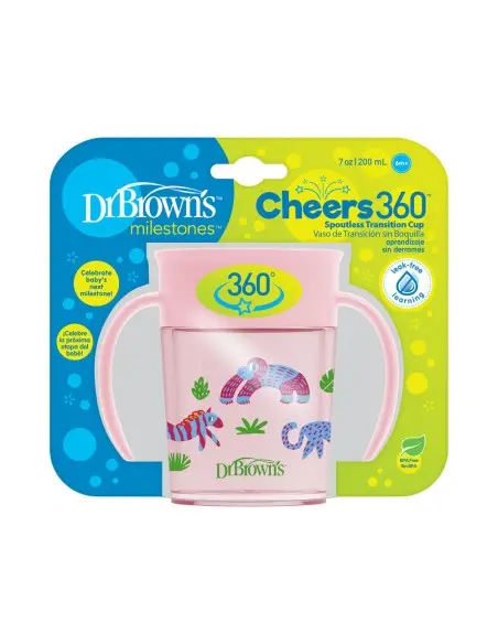 Dr Brown’s Tasse Cheers 360° Rose 200ml 6m+ Vaisselle bébé -