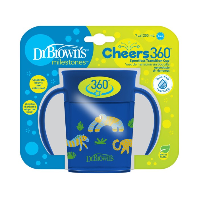Dr Brown’s Tasse Cheers 360° Bleu 200ml 6m+ Vaisselle bébé -
