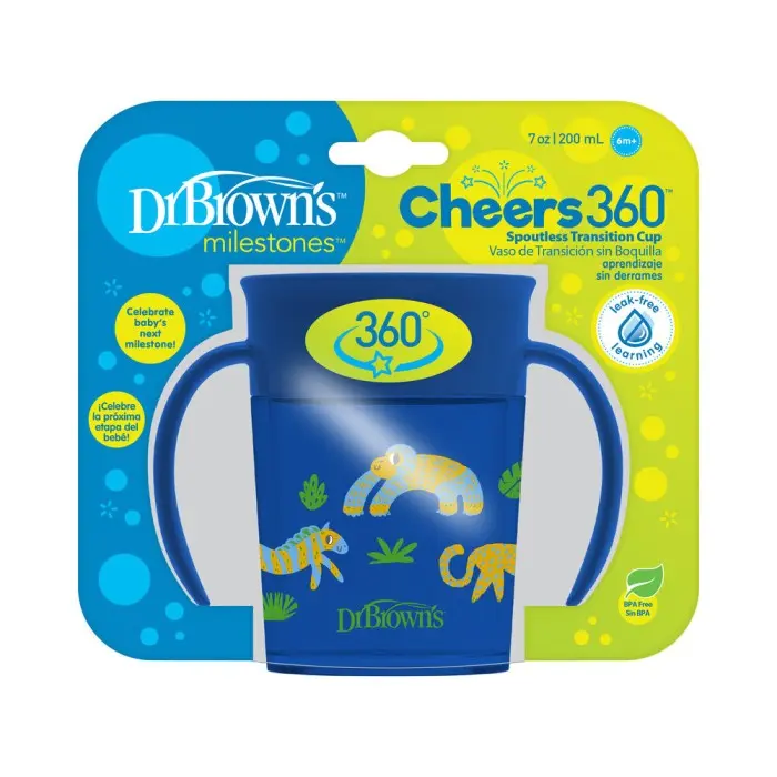 Dr Brown’s Tasse Cheers 360° Bleu 200ml 6m+ Vaisselle bébé -